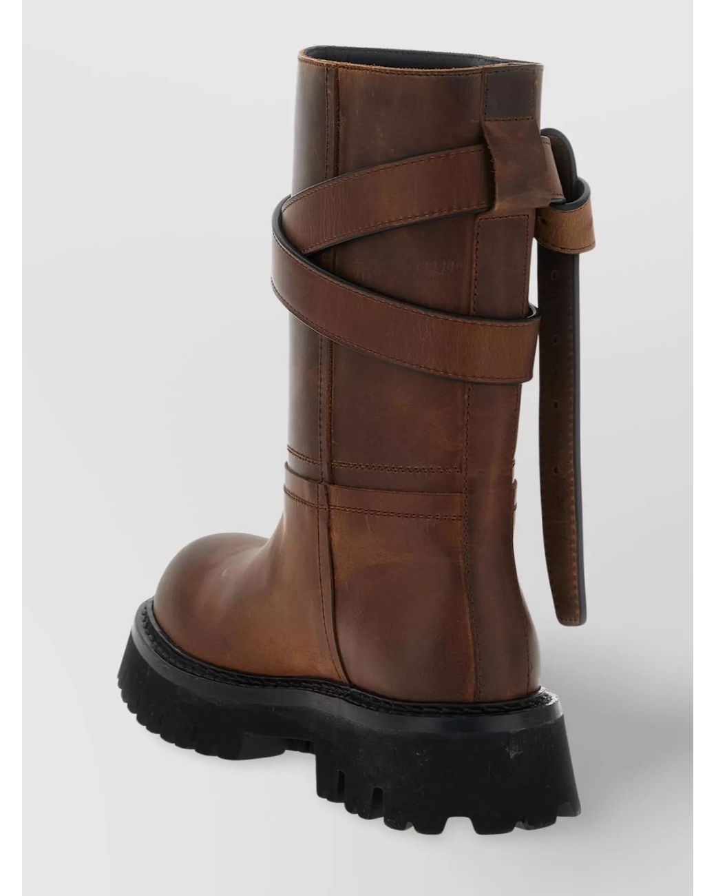 Moschino Brown Leather Brick Boots