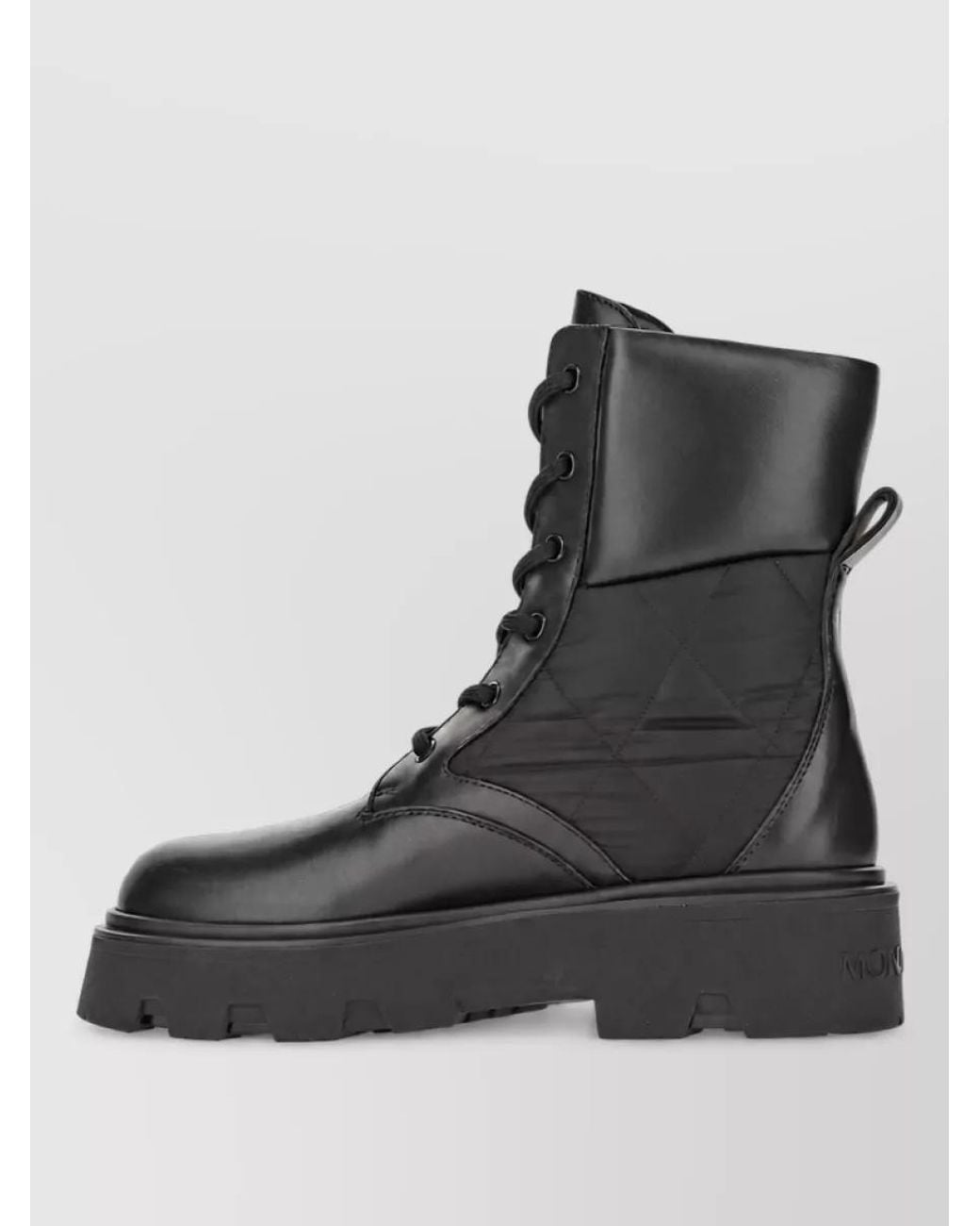 Moncler Black Leather Lace-Up Boots