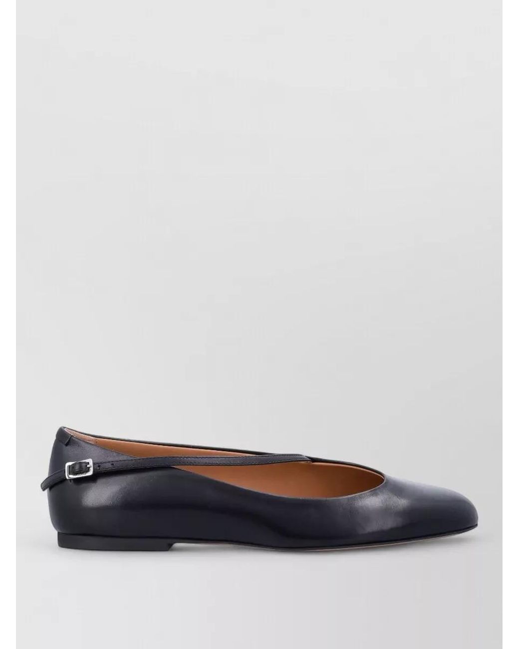 Jil Sander White Leather Asymmetric Strap Ballerina Flats