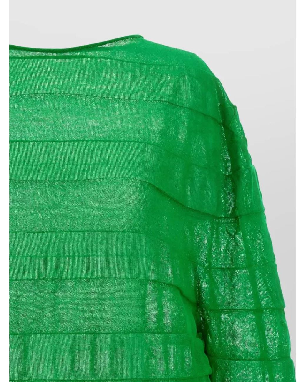 Issey Miyake Green Moving Knit Asymmetric Hem Sweatshirt