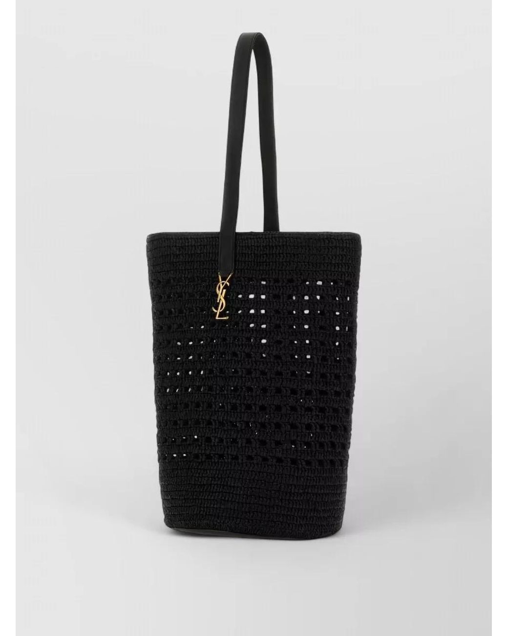 Saint Laurent White Raffia Tote Bag