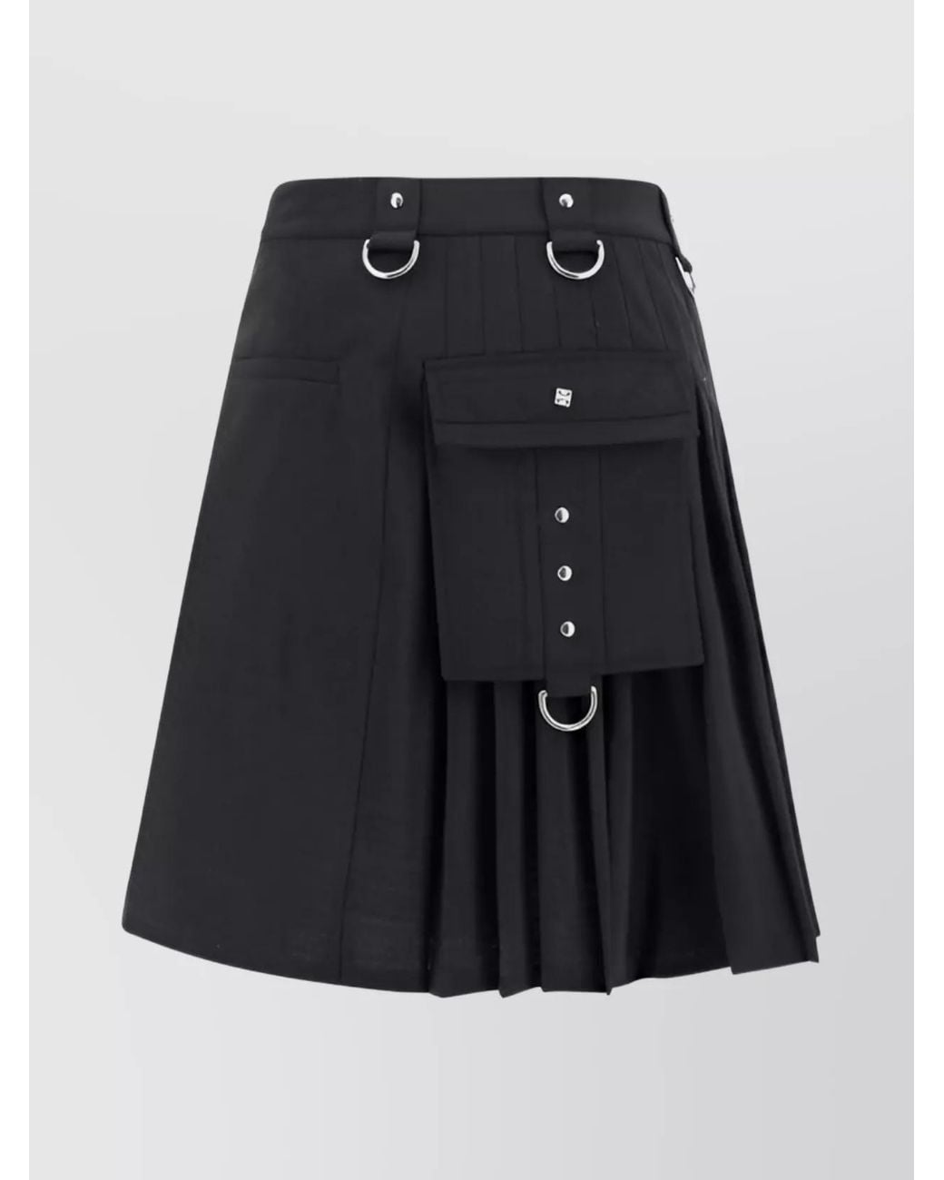 Givenchy Black Wool A-Line Skirt