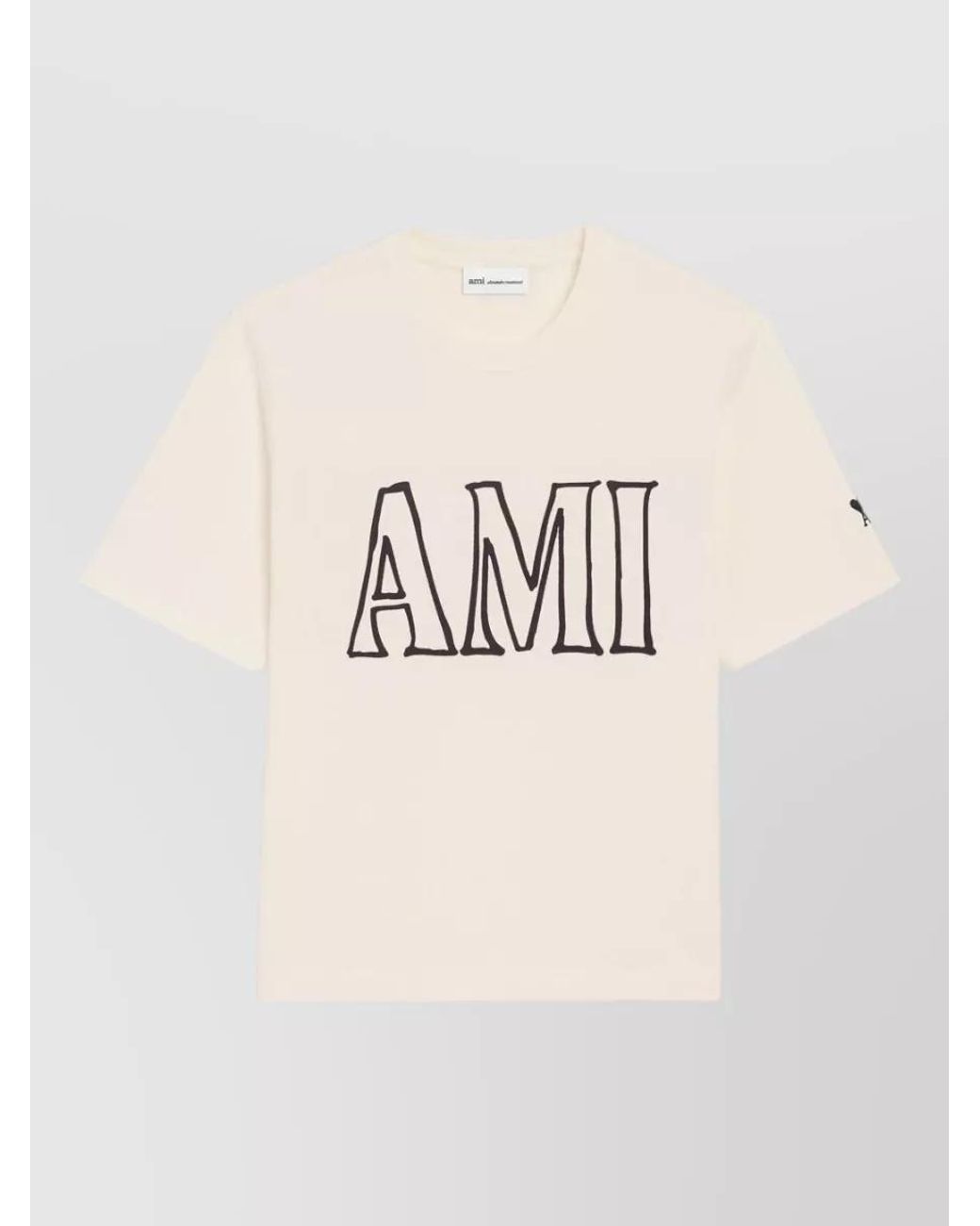 AMI Natural Relaxed Fit Cream Graphic T-Shirt With Bold Text for men