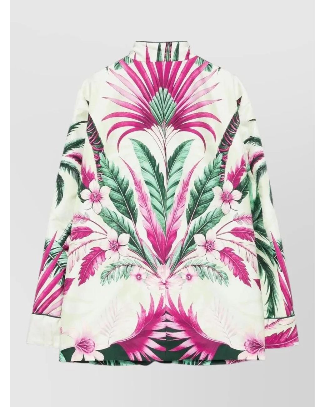 F.R.S For Restless Sleepers Green Silk Floral Print Fitted Jacket