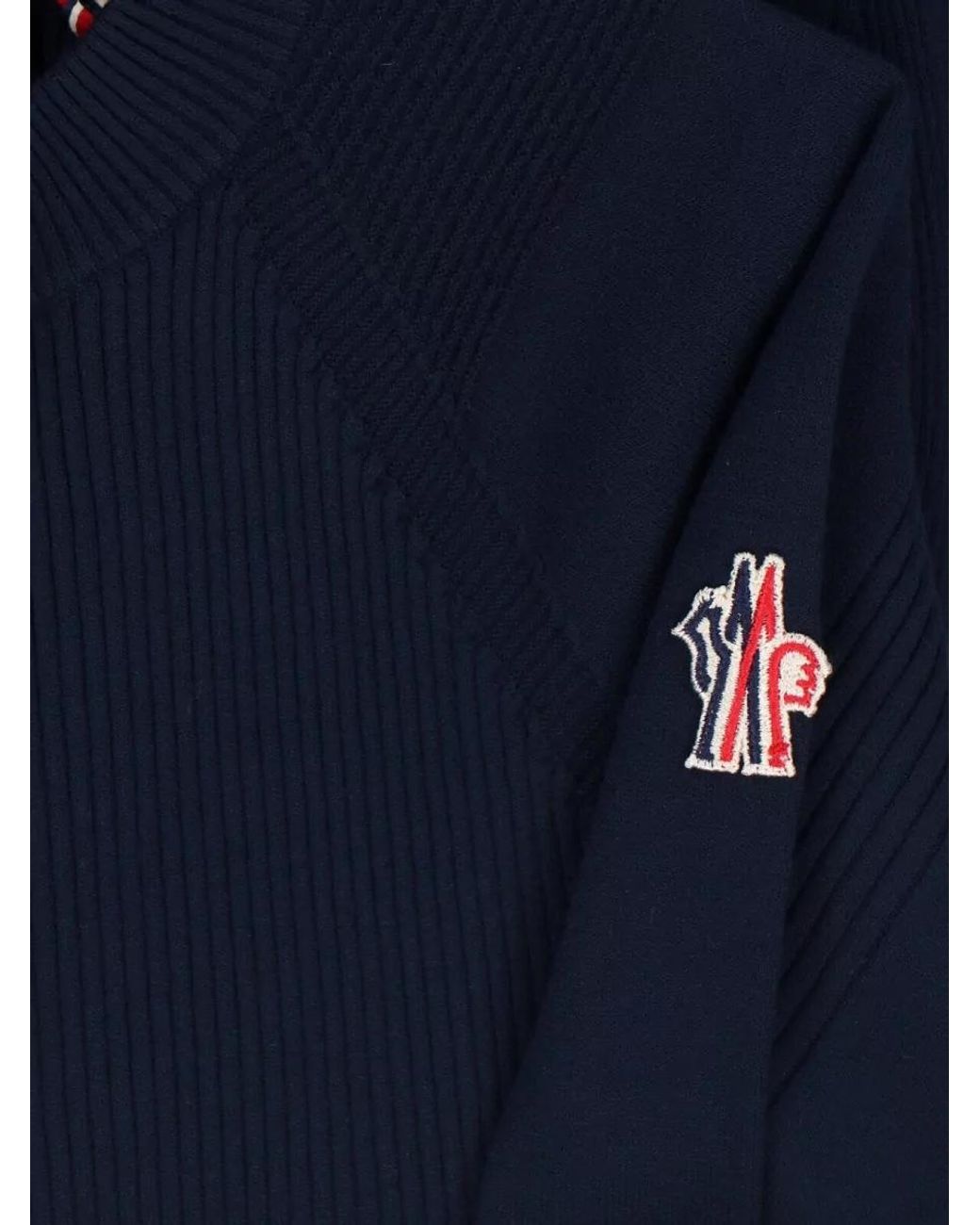 Moncler Blue Ribbed Crewneck Sweatshirt