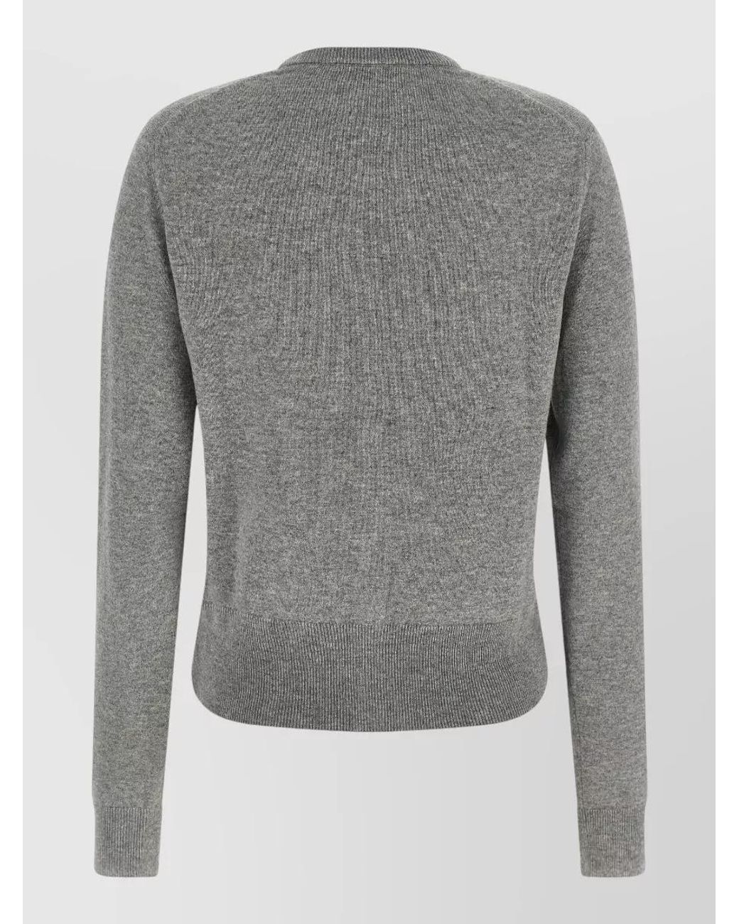 Dolce & Gabbana Gray Cashmere Ribbed Crewneck Cardigan