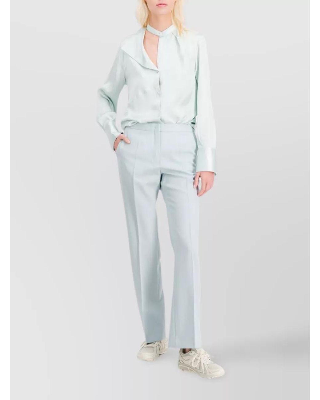 Jil Sander White Wool Tailored Trousers