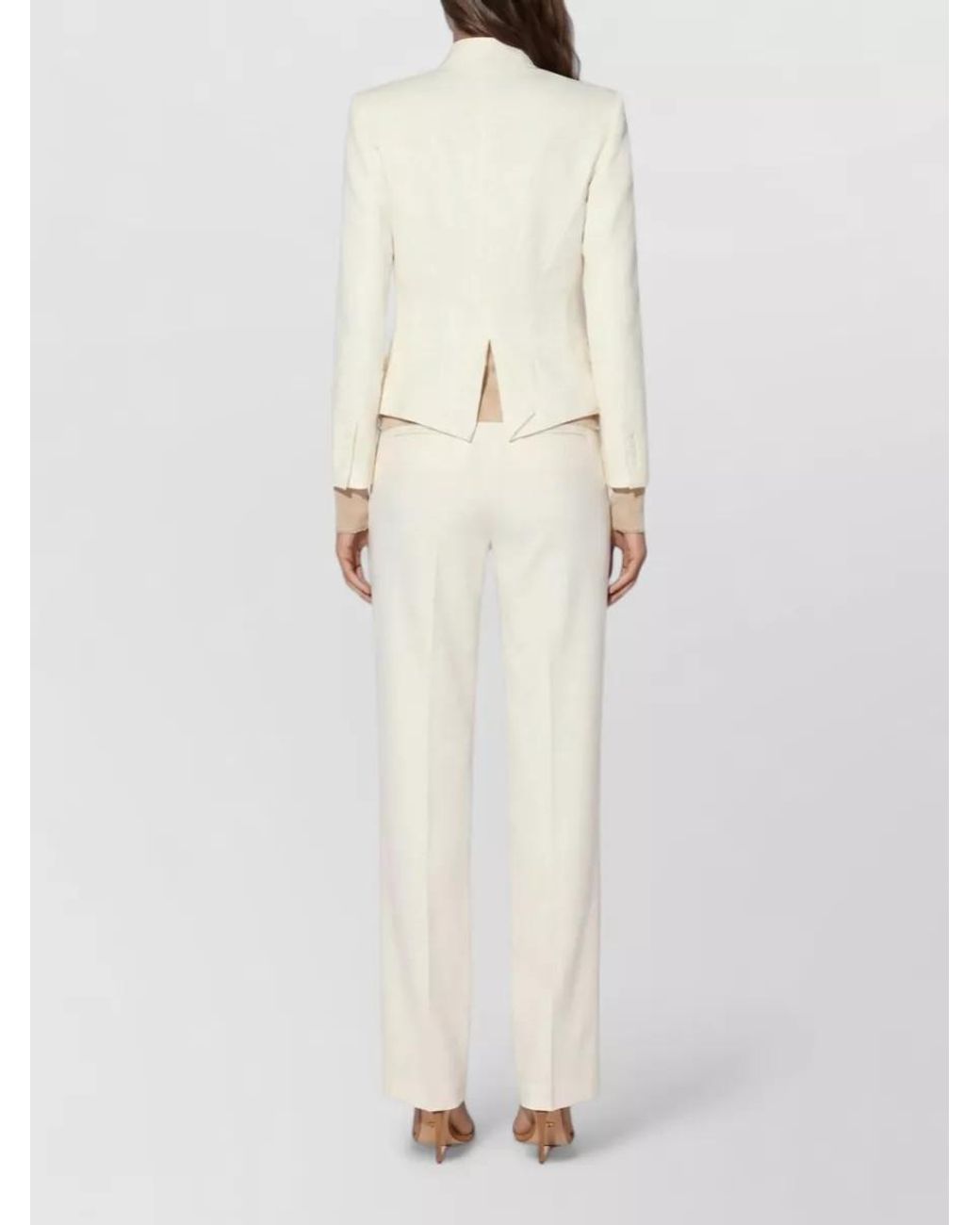 Elisabetta Franchi White High-Waist Wide-Leg Tailored Trousers