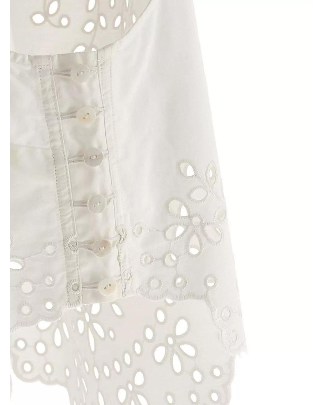 Self-Portrait White Embroidered Cotton Spaghetti-Strap Top