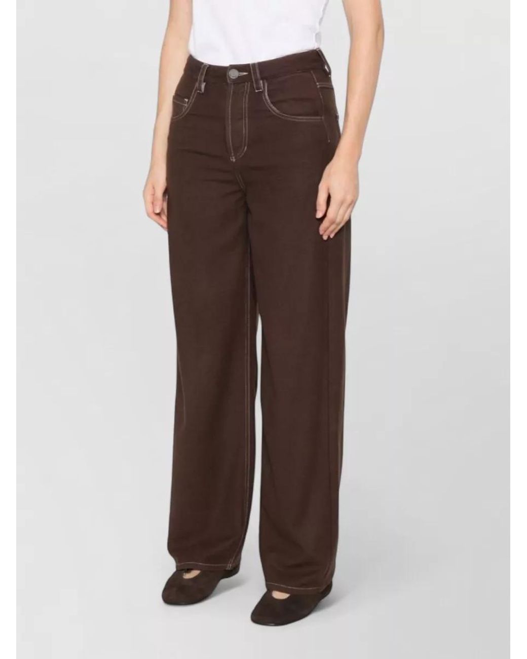 Uma Wang Brown High-Rise Wide-Leg Denim Trousers