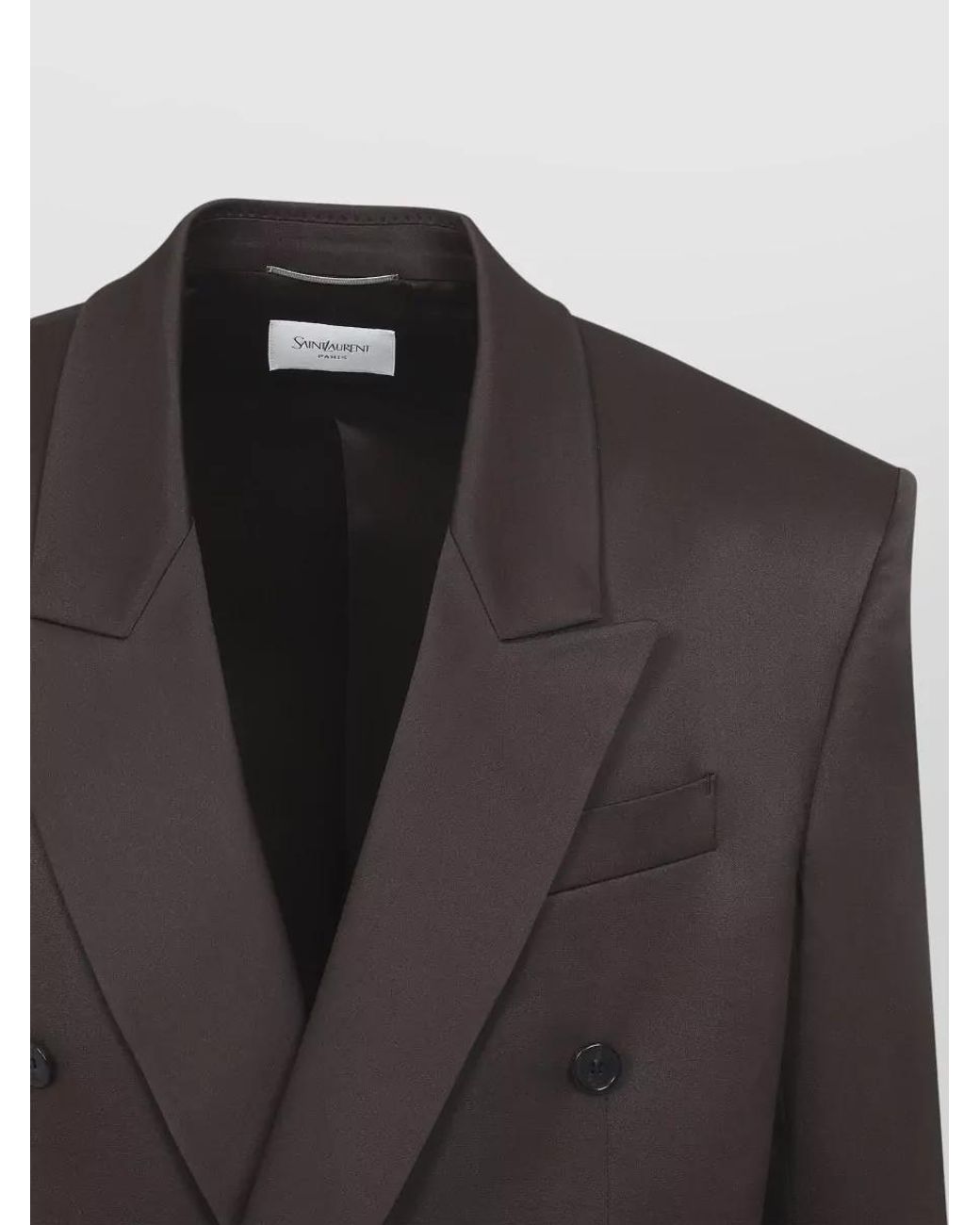 Saint Laurent Black Silk Satin Double-Breasted Blazer for men