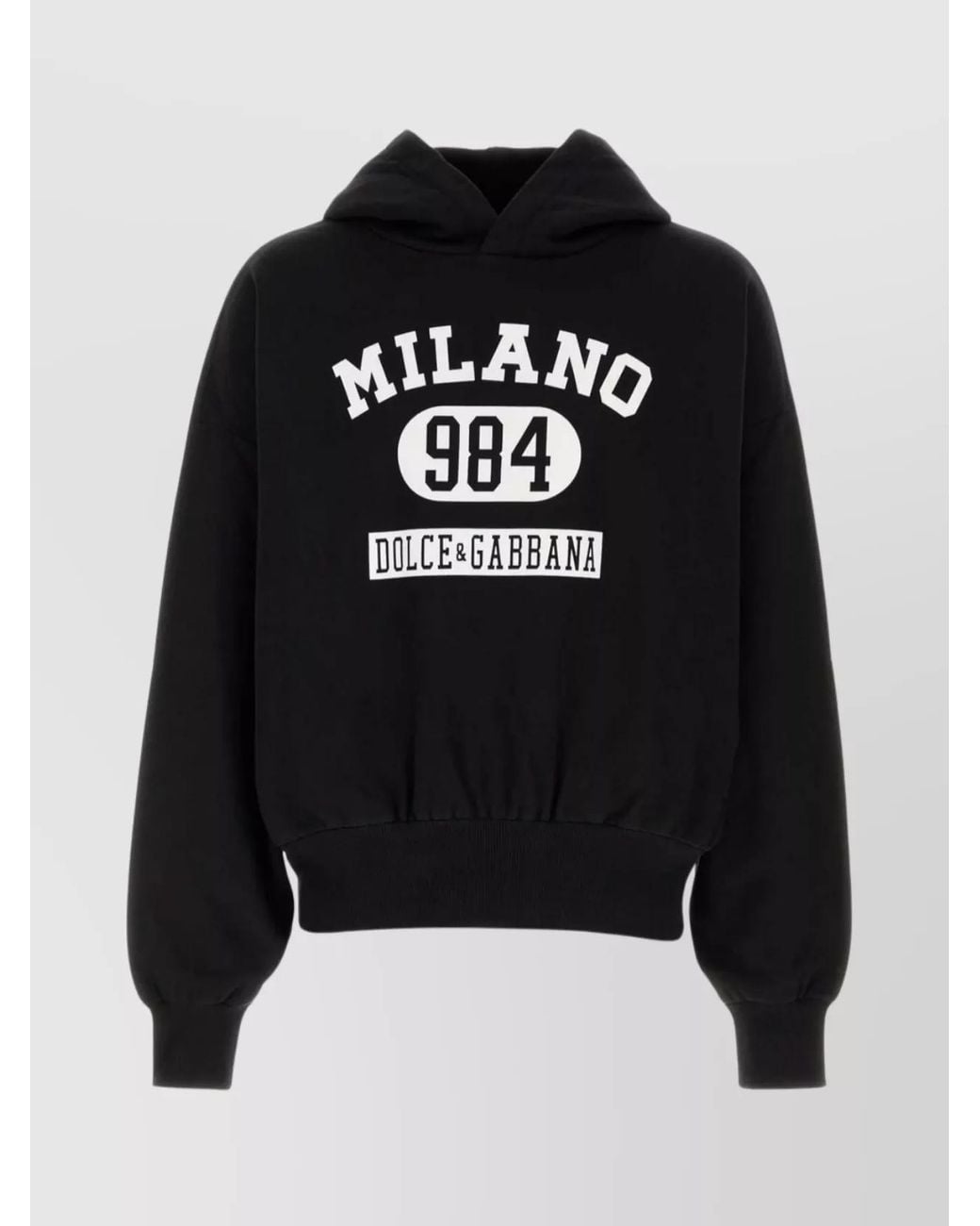 Dolce & Gabbana Black Cotton Printed Hoodie for men