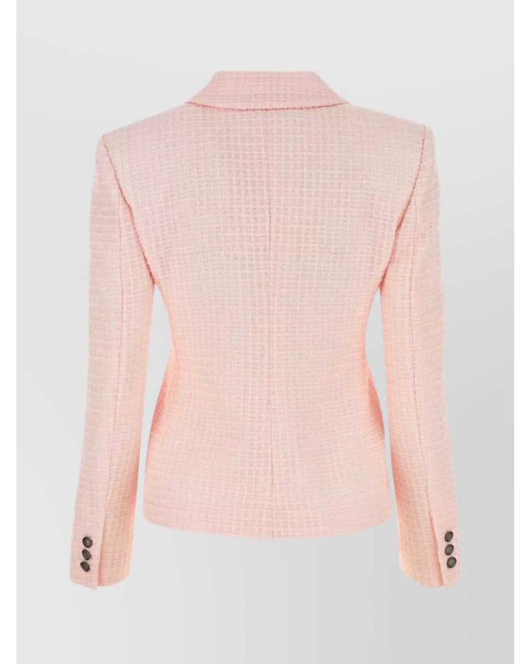 Alessandra Rich Pink Sequin Checked Tweed Jacket