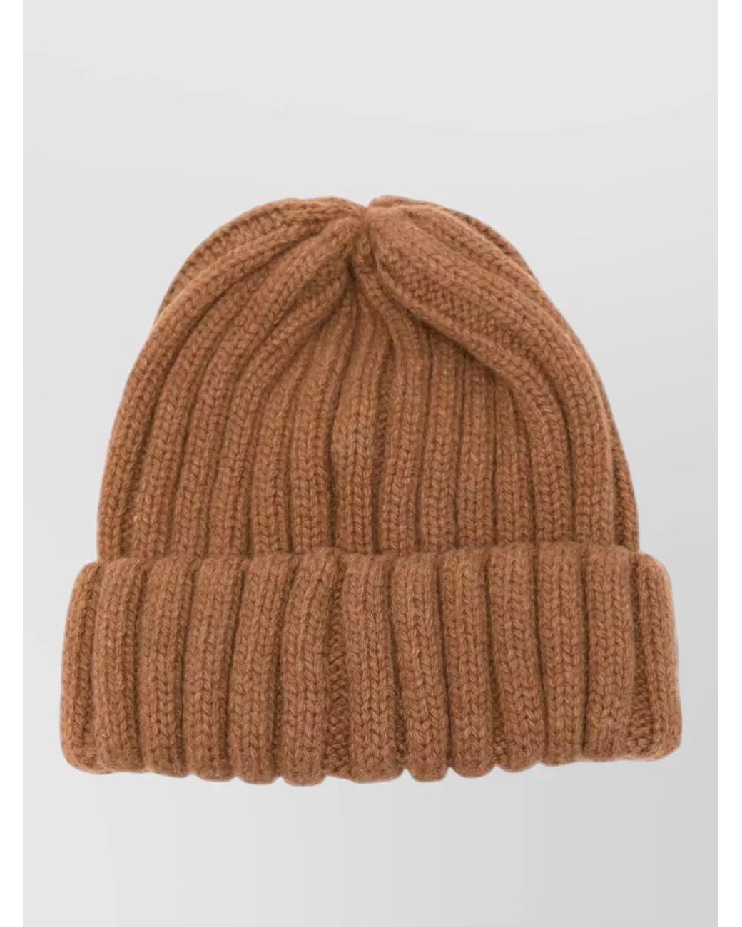 Borsalino Brown Cashmere Ribbed Beanie