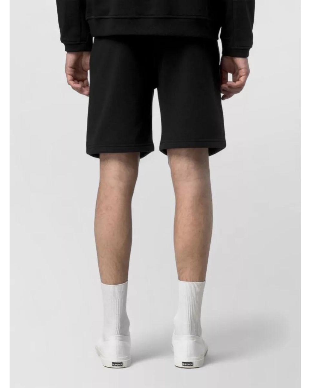 K-Way Black Cotton Deck Shorts for men