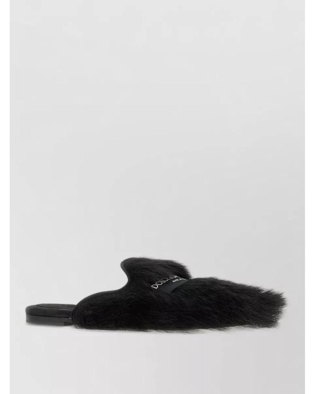 Dolce & Gabbana White Fur Slippers