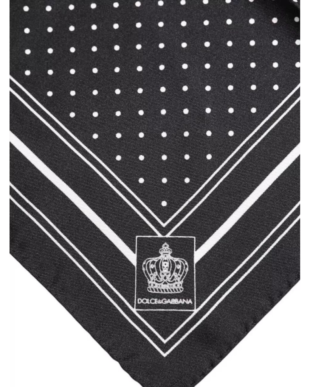 Dolce & Gabbana Black Silk Polka Dot Scarf for men