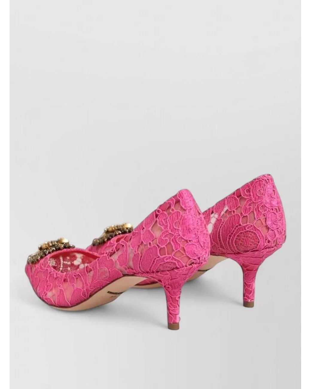 Dolce & Gabbana Pink Taormina Lace Pumps
