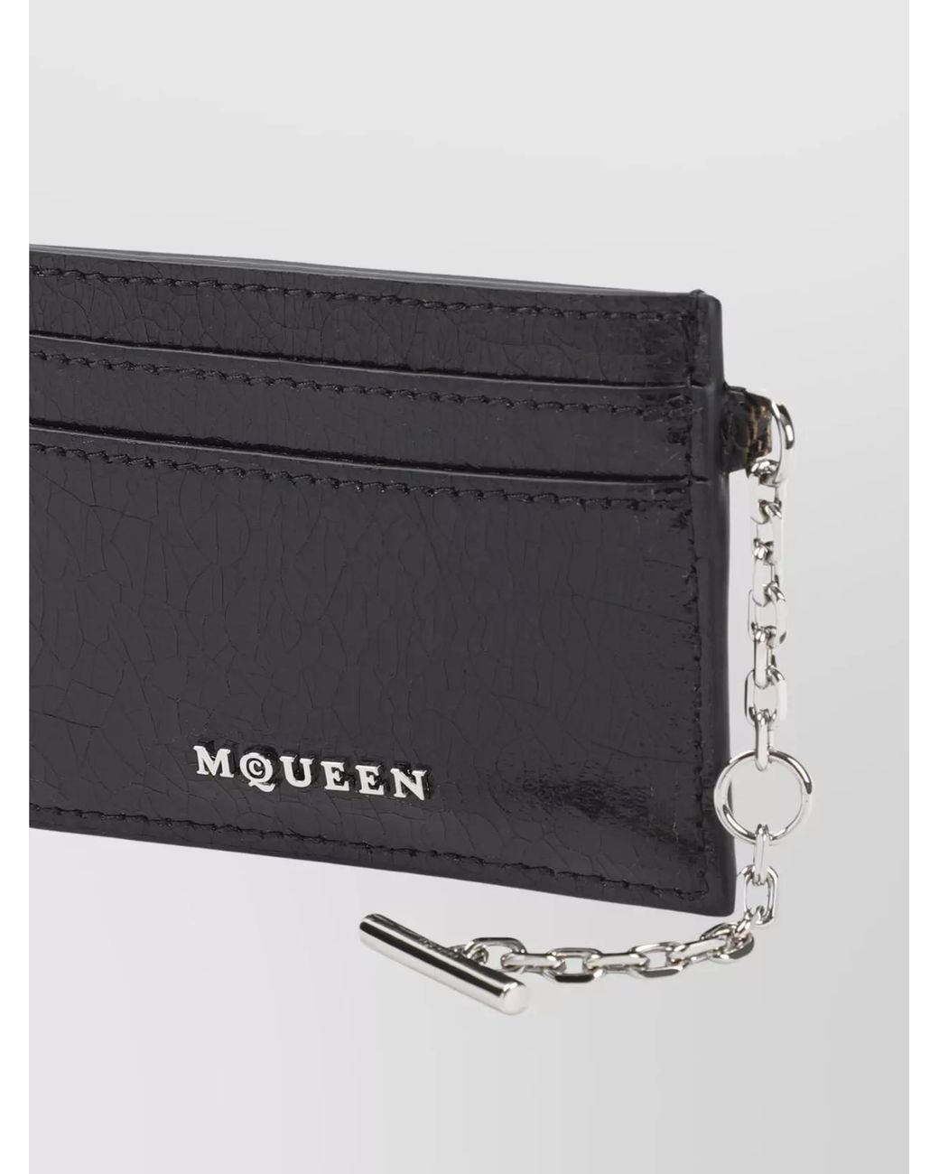McQueen Black Leather Card Holder for men