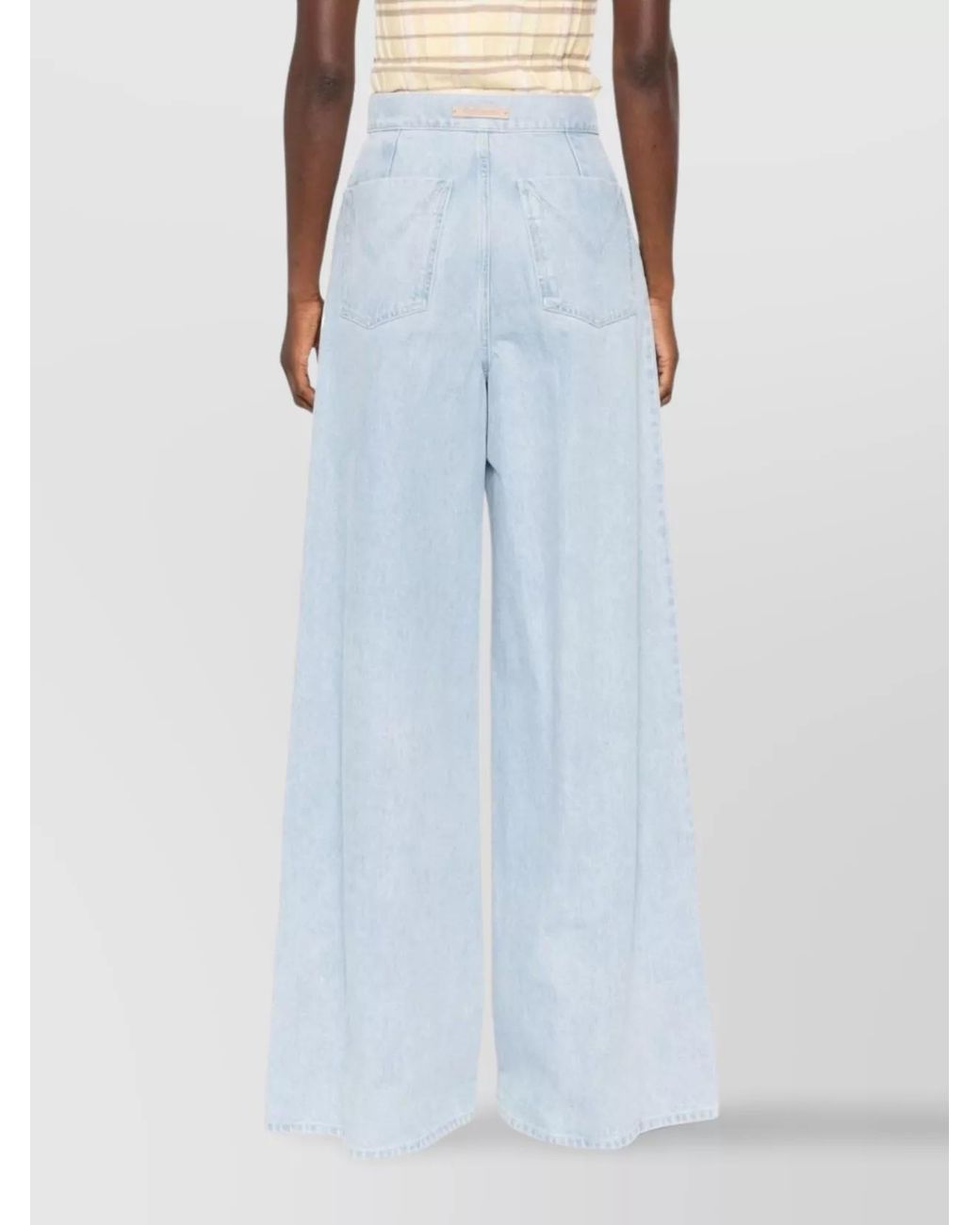 Max Mara Blue Denim High-Rise Wide-Leg Trousers