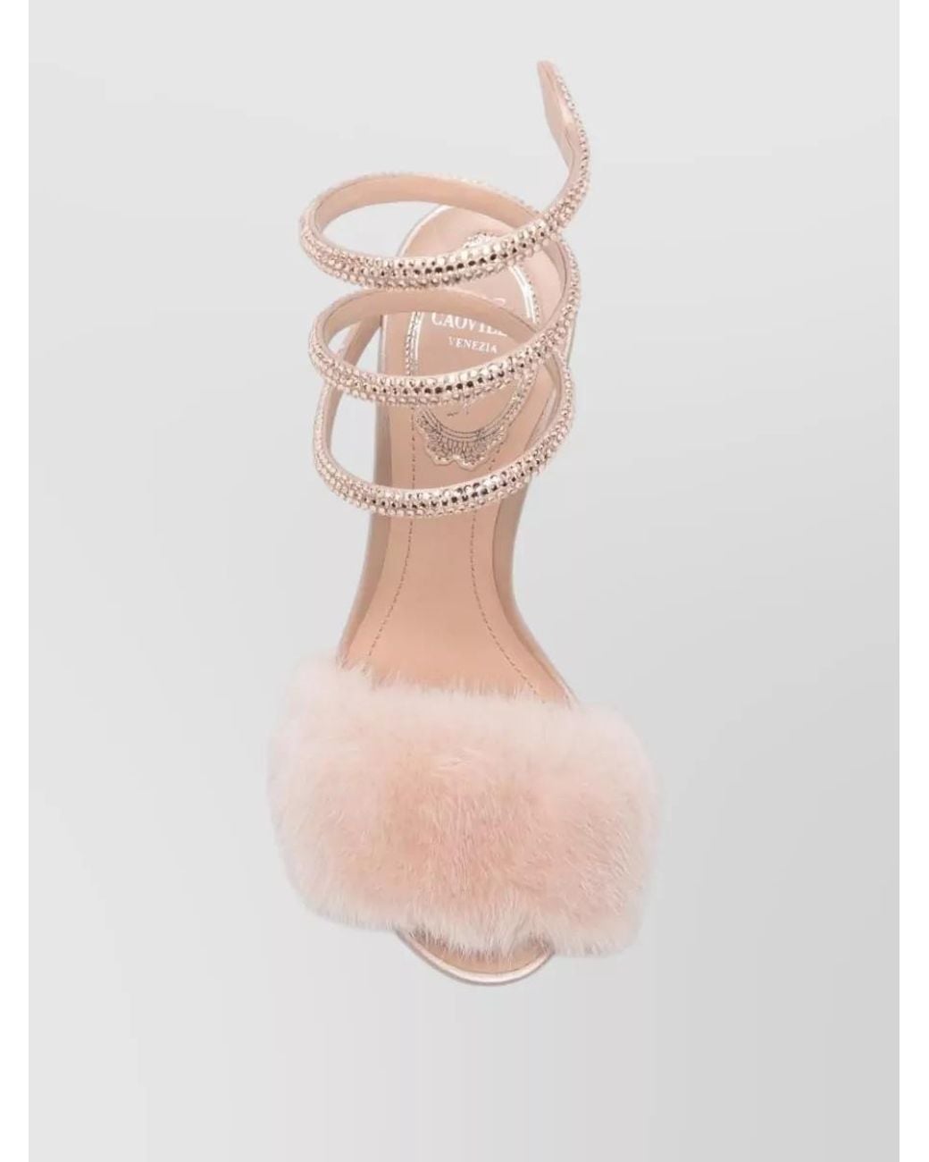 Rene Caovilla Pink Silk Satin Jeweled Sandals