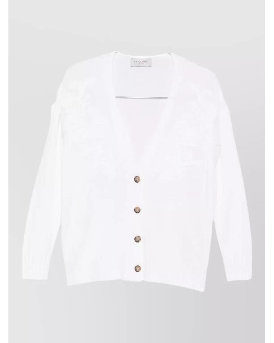 ERMANNO FIRENZE White V-Neck Cardigan