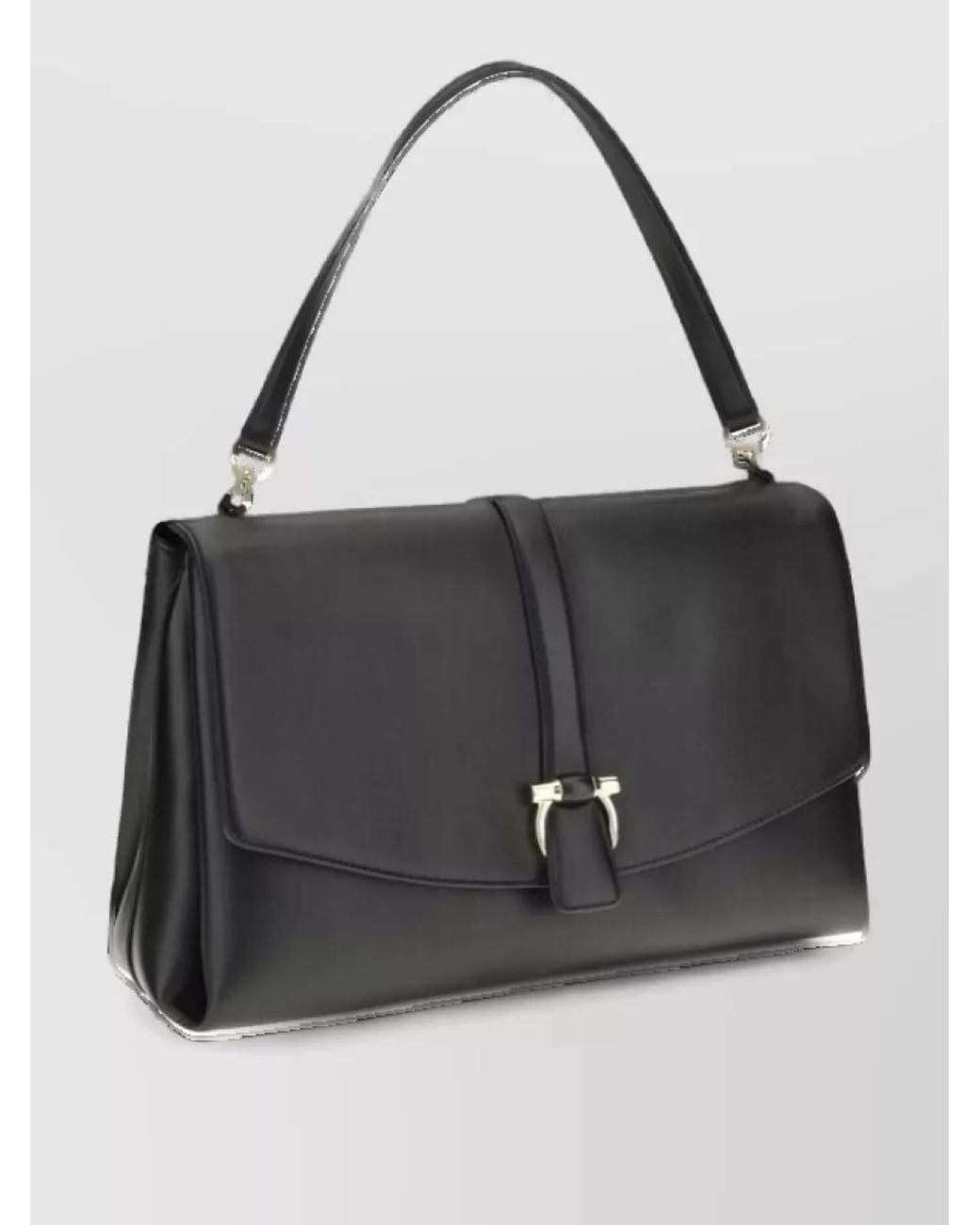 Ferragamo Black Large Mia Leather Clutch Bag