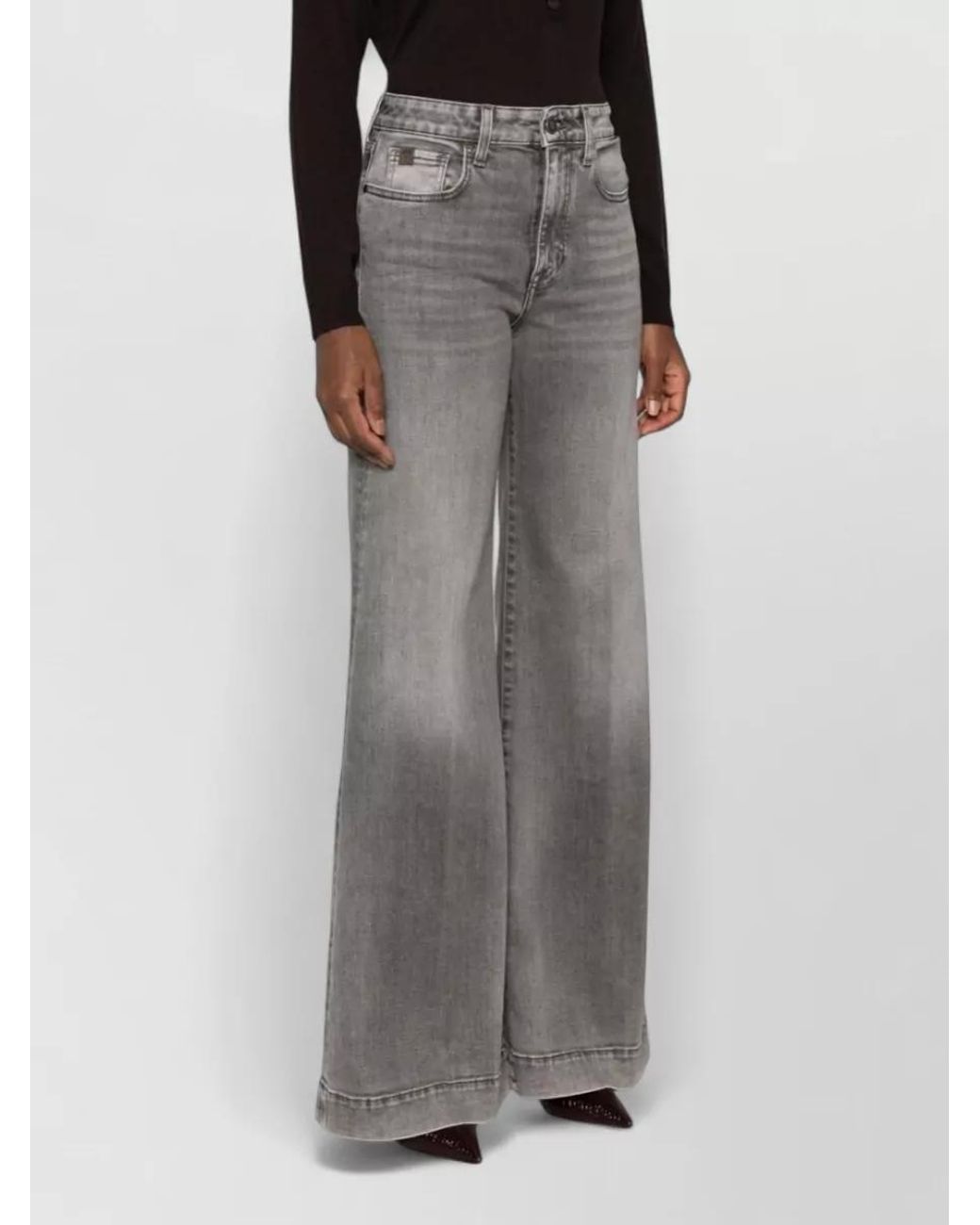 Jacob Cohen Gray Denim High-Rise Wide-Leg Jeans
