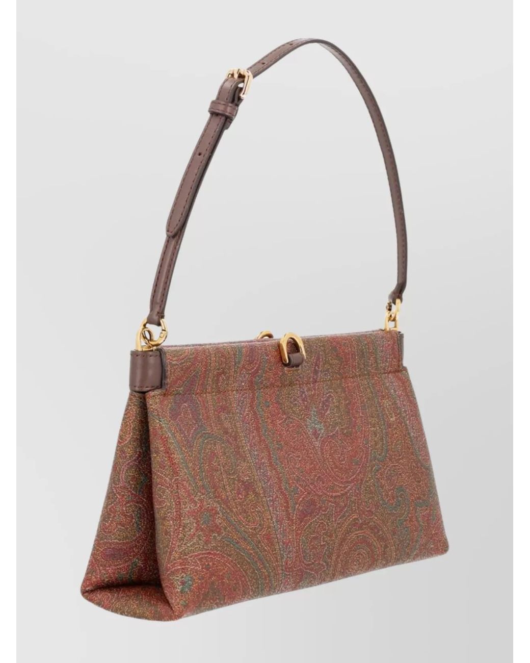 Etro Brown Paisley Pattern Shoulder Bag With Adjustable Strap
