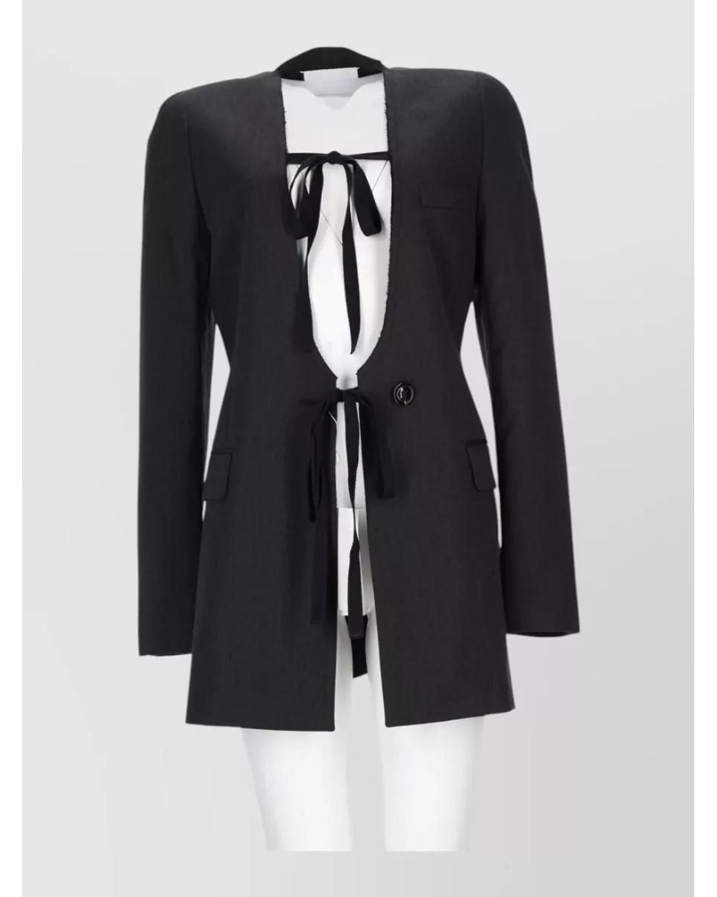 Maison Margiela Black Wool Fitted Suit Jacket