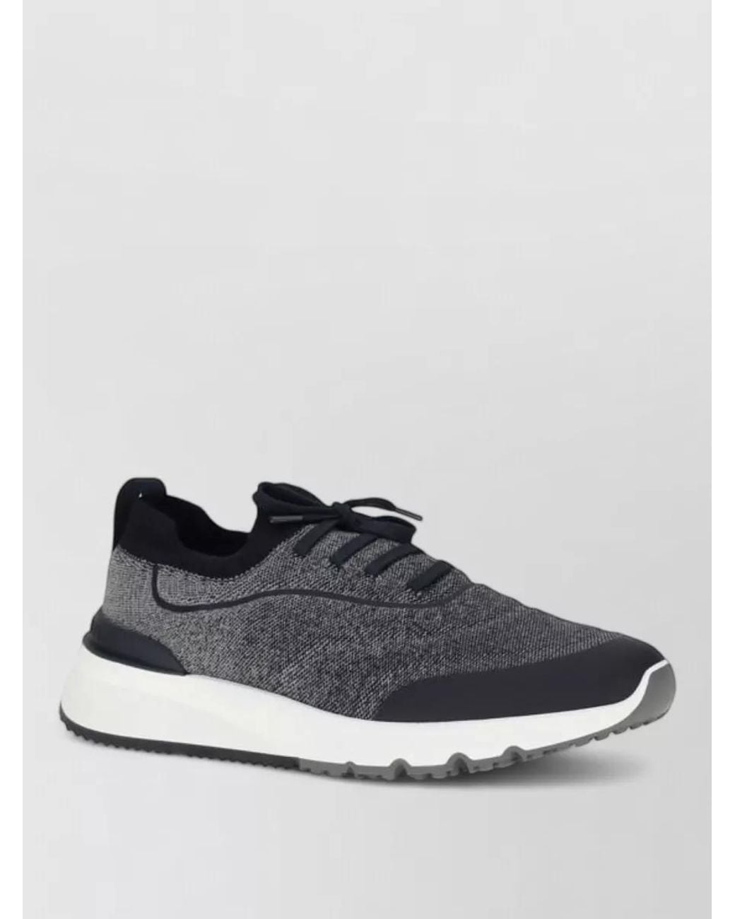 Brunello Cucinelli Black Knit Lace-Up Low-Top Sneakers for men