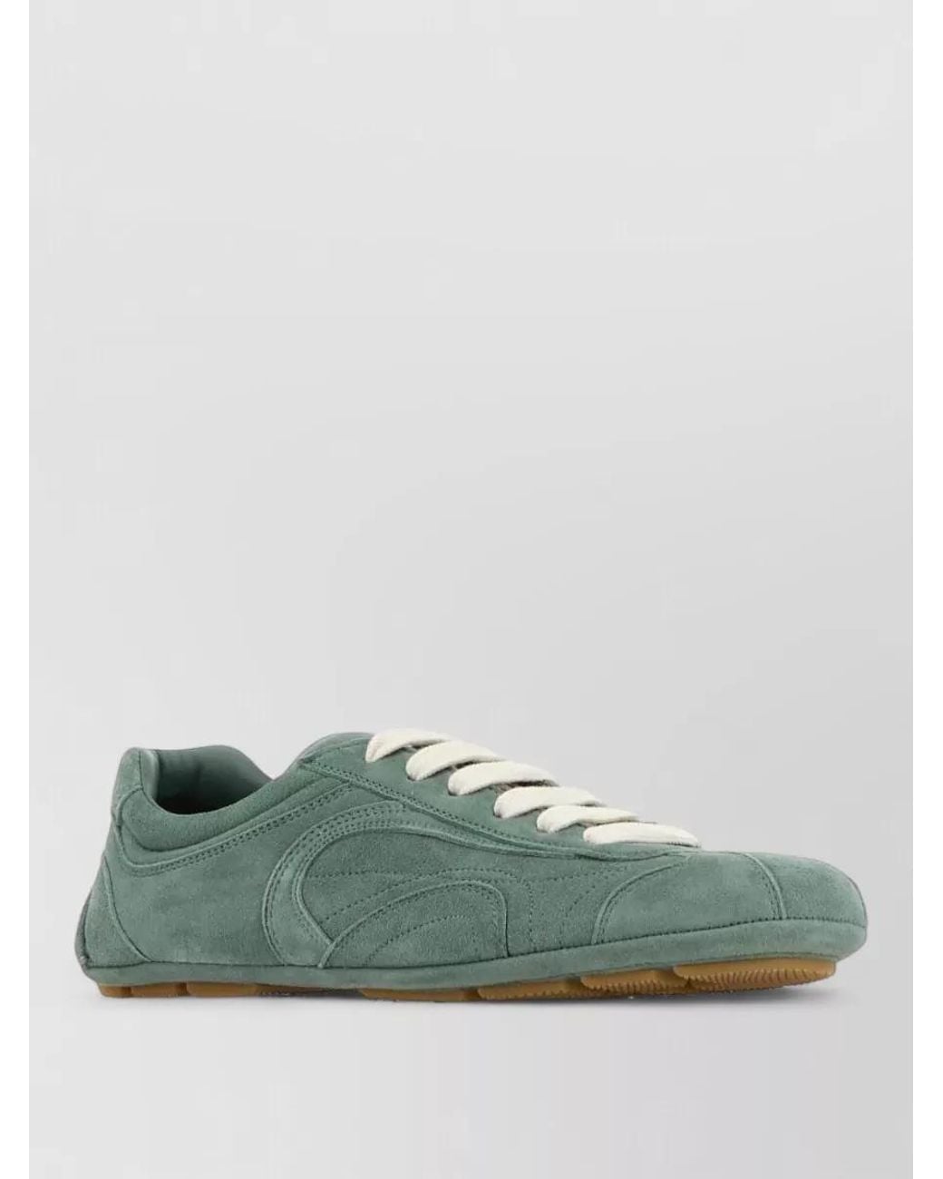 Prada Green Suede Montecarlo Low-Top Sneakers