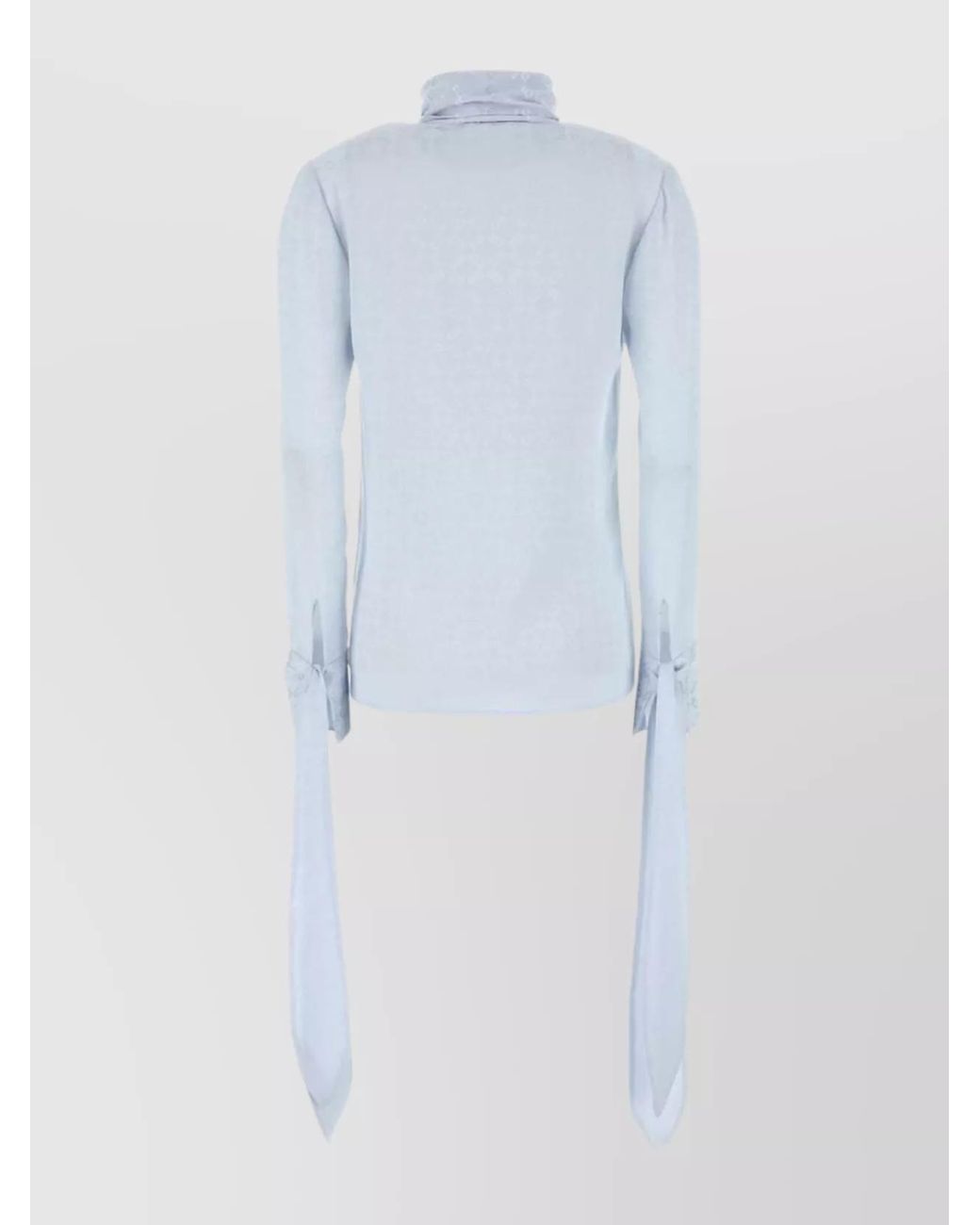 Givenchy Blue Silk Pussy-Bow Long-Sleeve Blouse