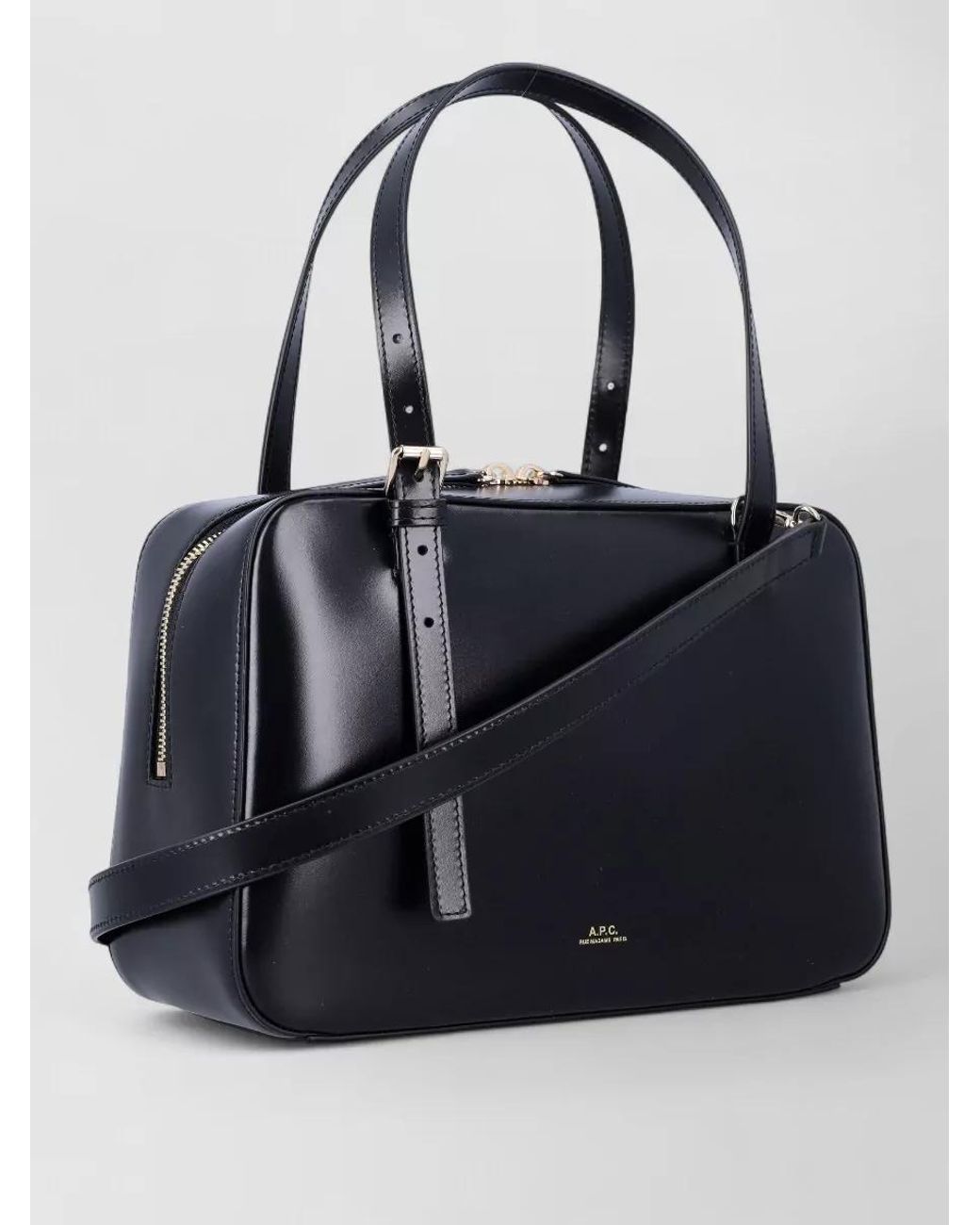 A.P.C. Black Virginie Box Leather Shoulder Bag