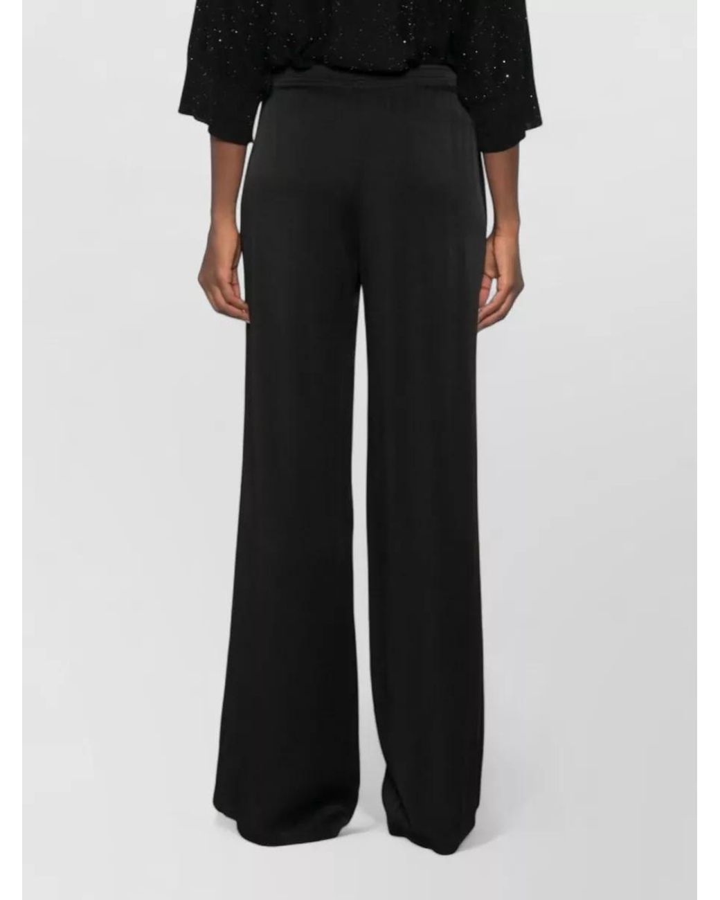 Fabiana Filippi Black Satin Wide-Leg Trousers