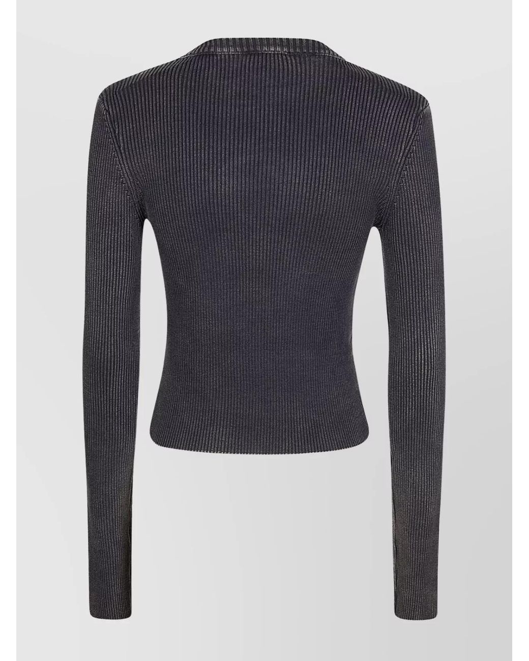 DIESEL Blue Ribbed Cropped Cotton Short-Sleeve Top