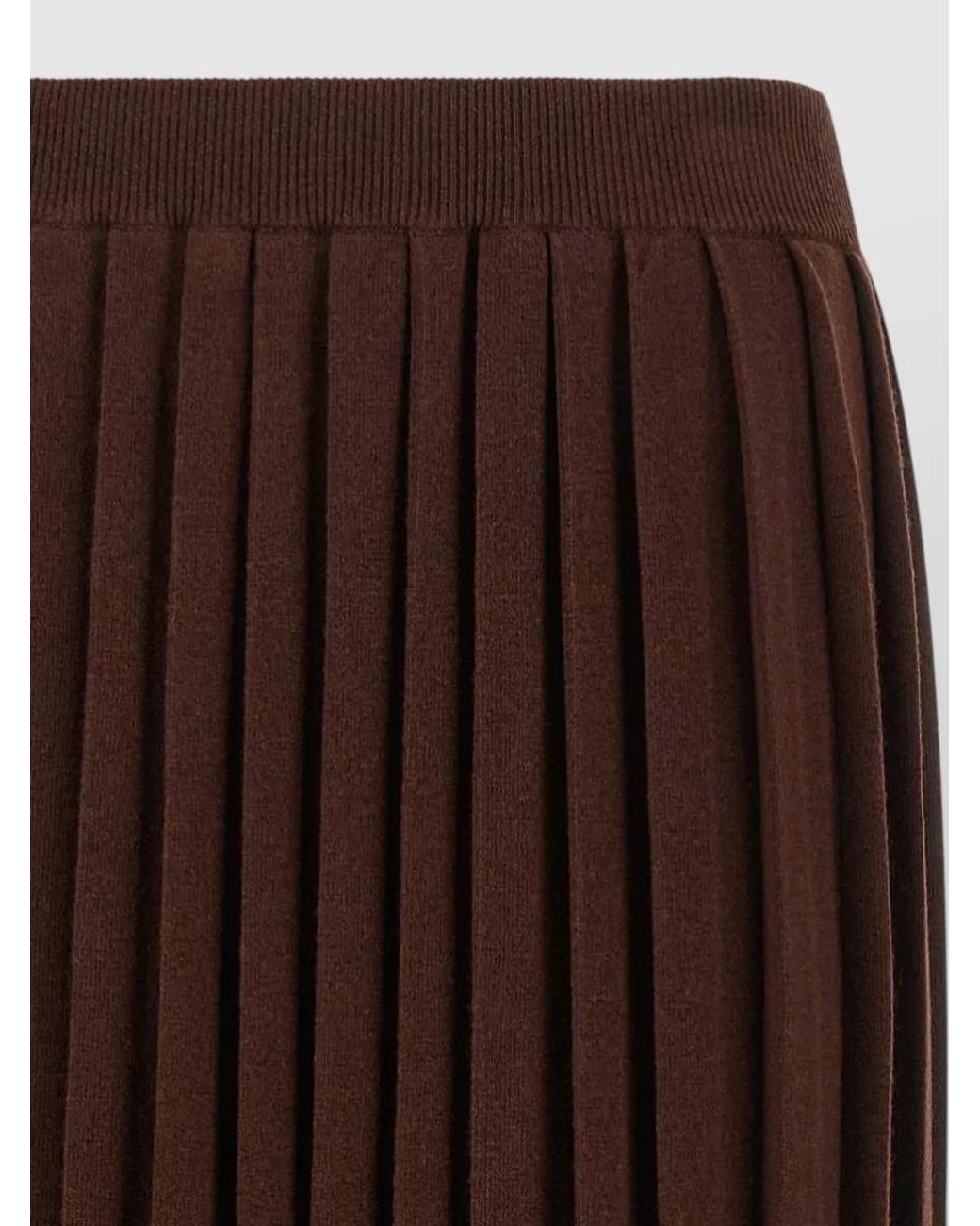 Fabiana Filippi Brown Cashmere Silk Virgin Wool Knitted Pleated Skirt
