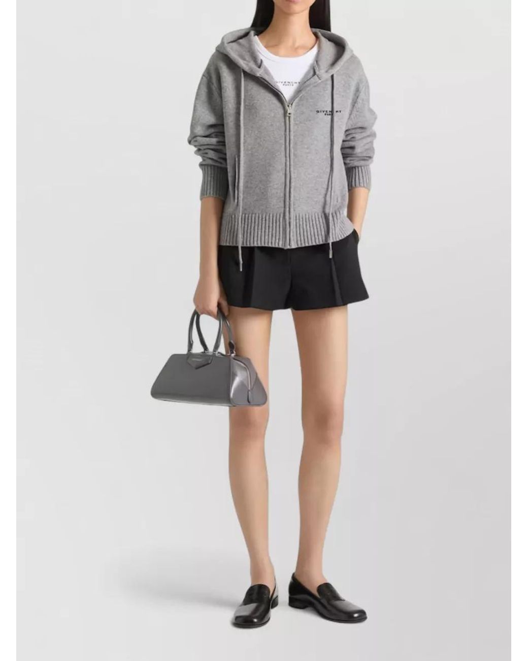 Givenchy Gray Cashmere Zip Up Cardigan