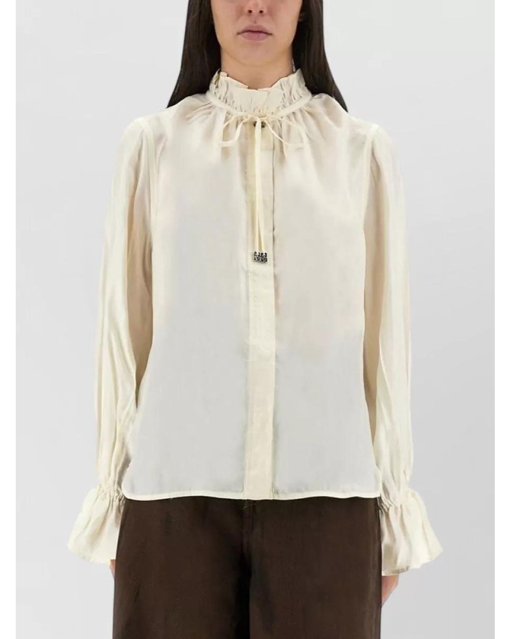 Ganni Natural Bow Blouse