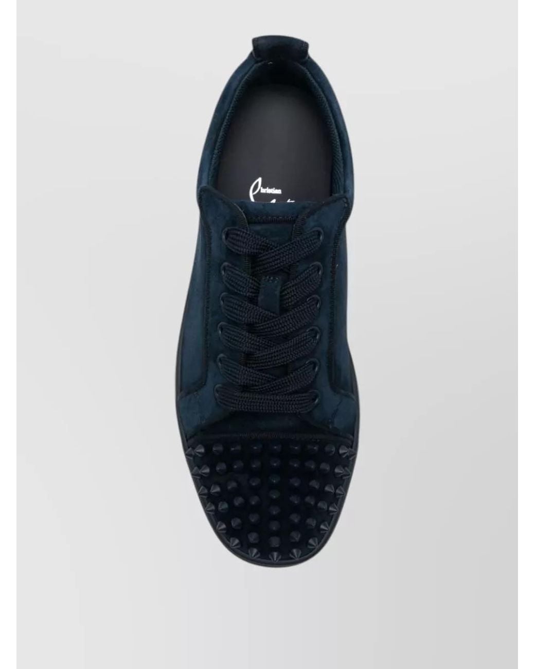 Christian Louboutin Blue Leather Spike-Embellished Lace-Up Sneakers for men