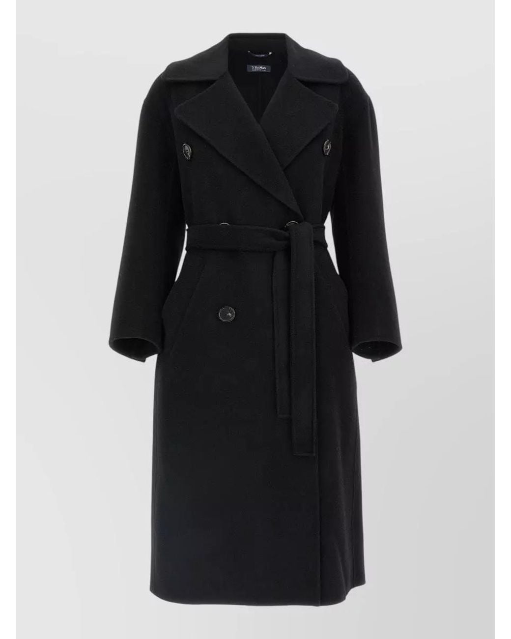 Max Mara Black Cashmere Double-Breasted Long Coat
