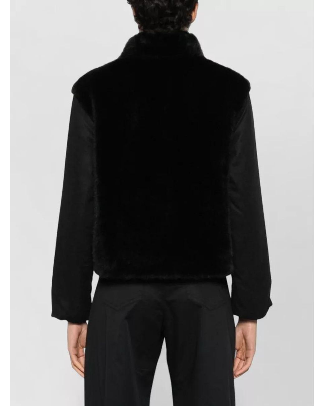 Herno Black Silk Cashmere Faux Fur Puffer Jacket