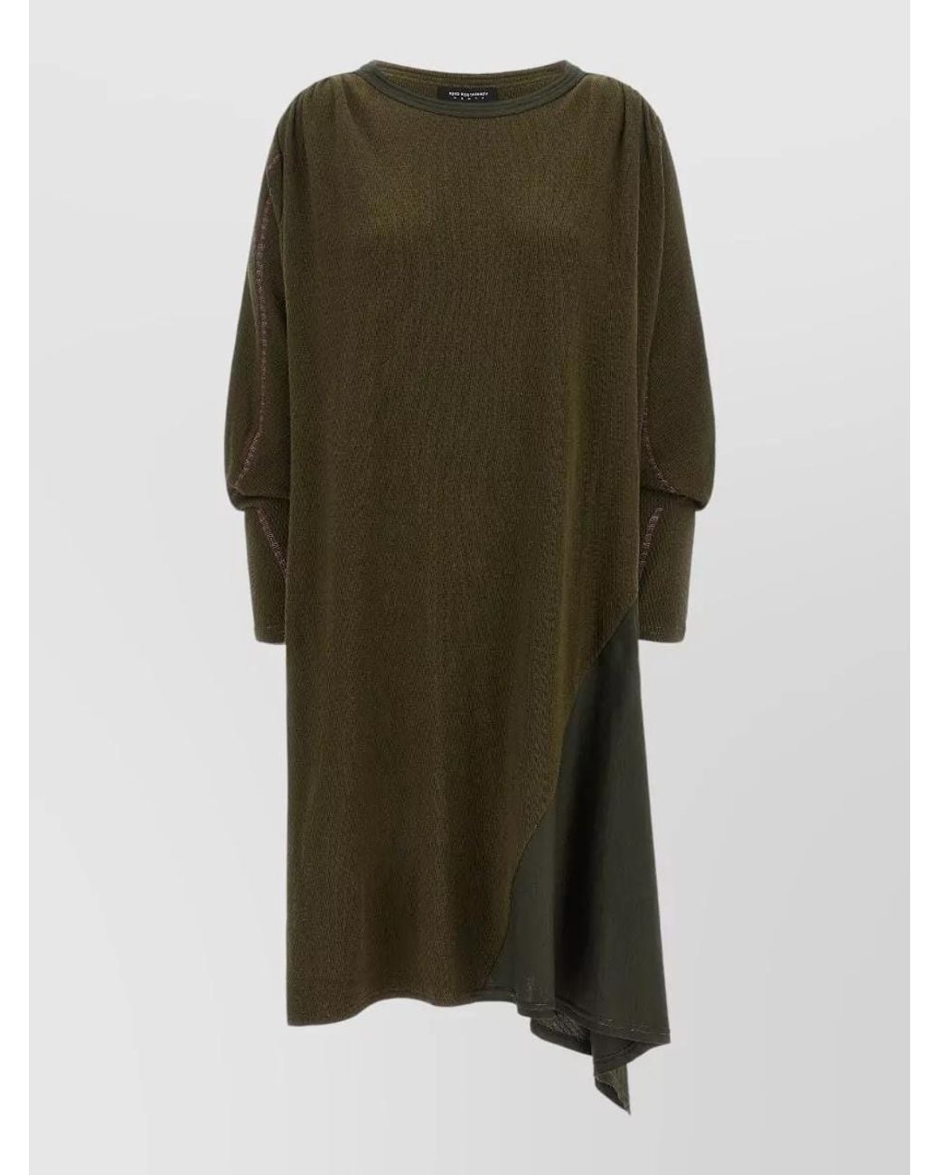 Kiko Kostadinov Green Textured Asymmetric Long-Sleeve Dress