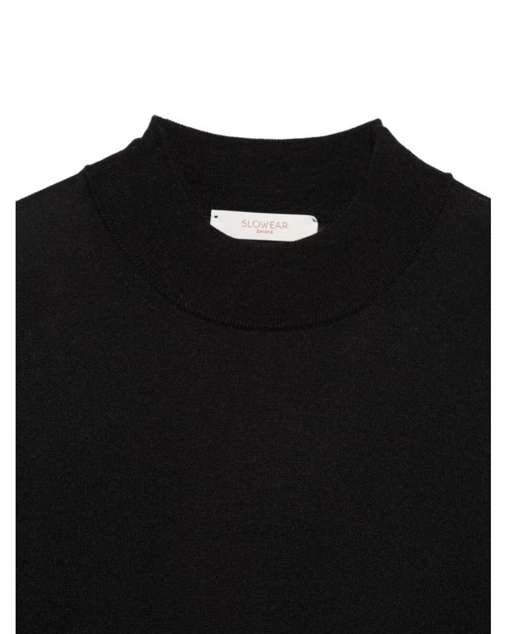 Zanone Black Cashmere Silk Short-Sleeve Turtleneck Top