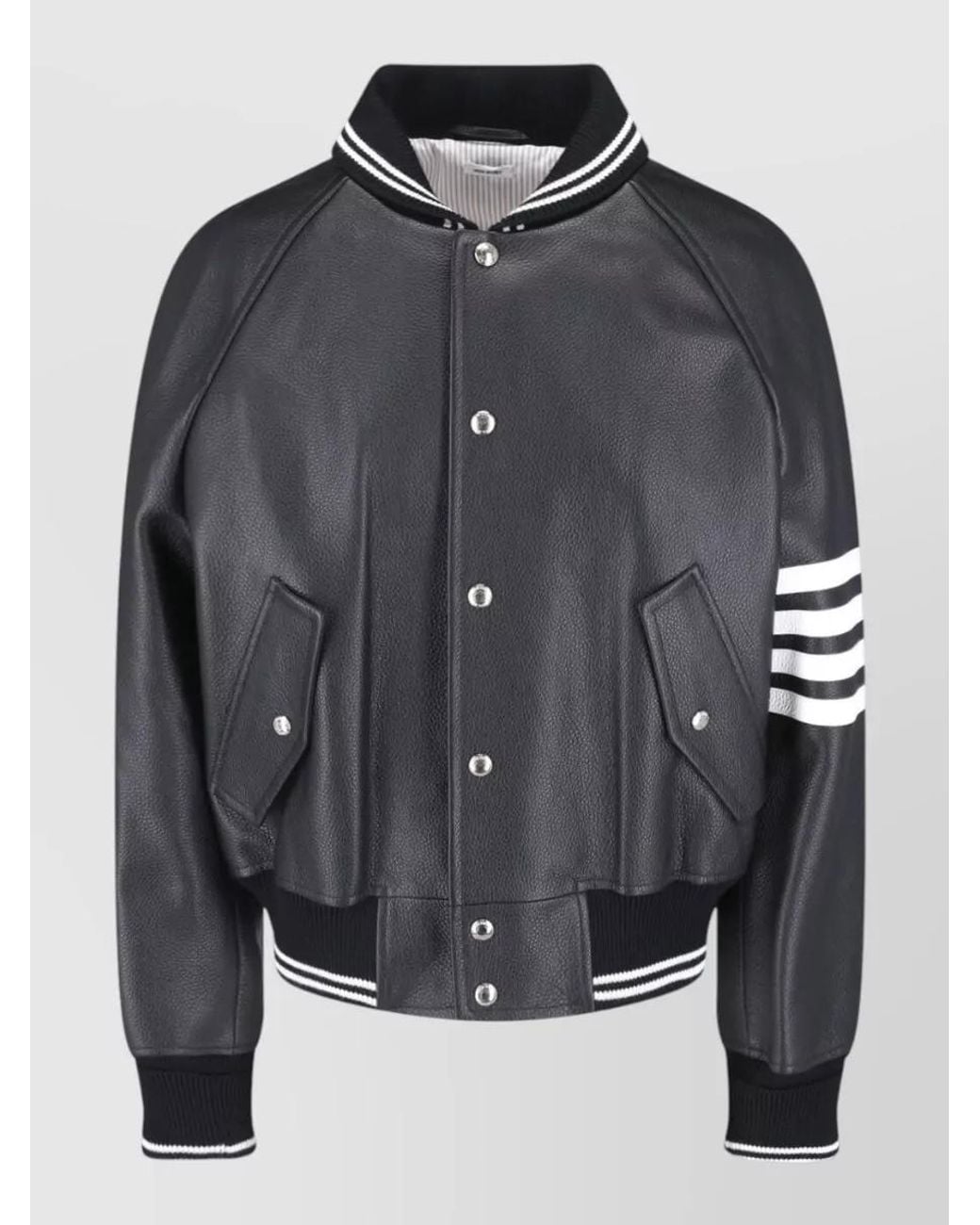Thom Browne Black Leather Coat for men