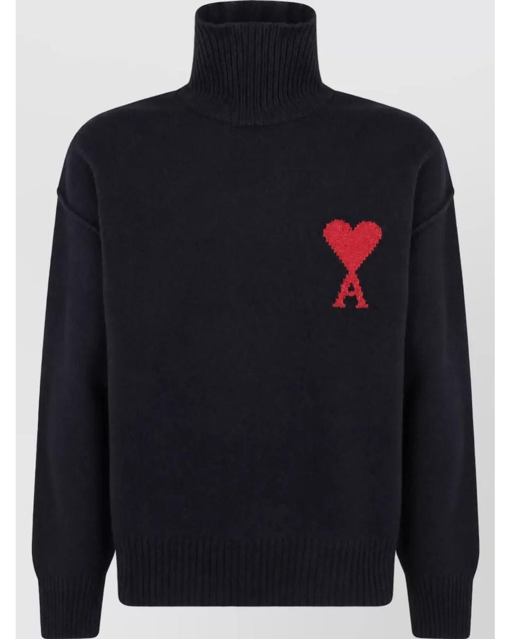 AMI Blue Wool Funnel Neck Sweater