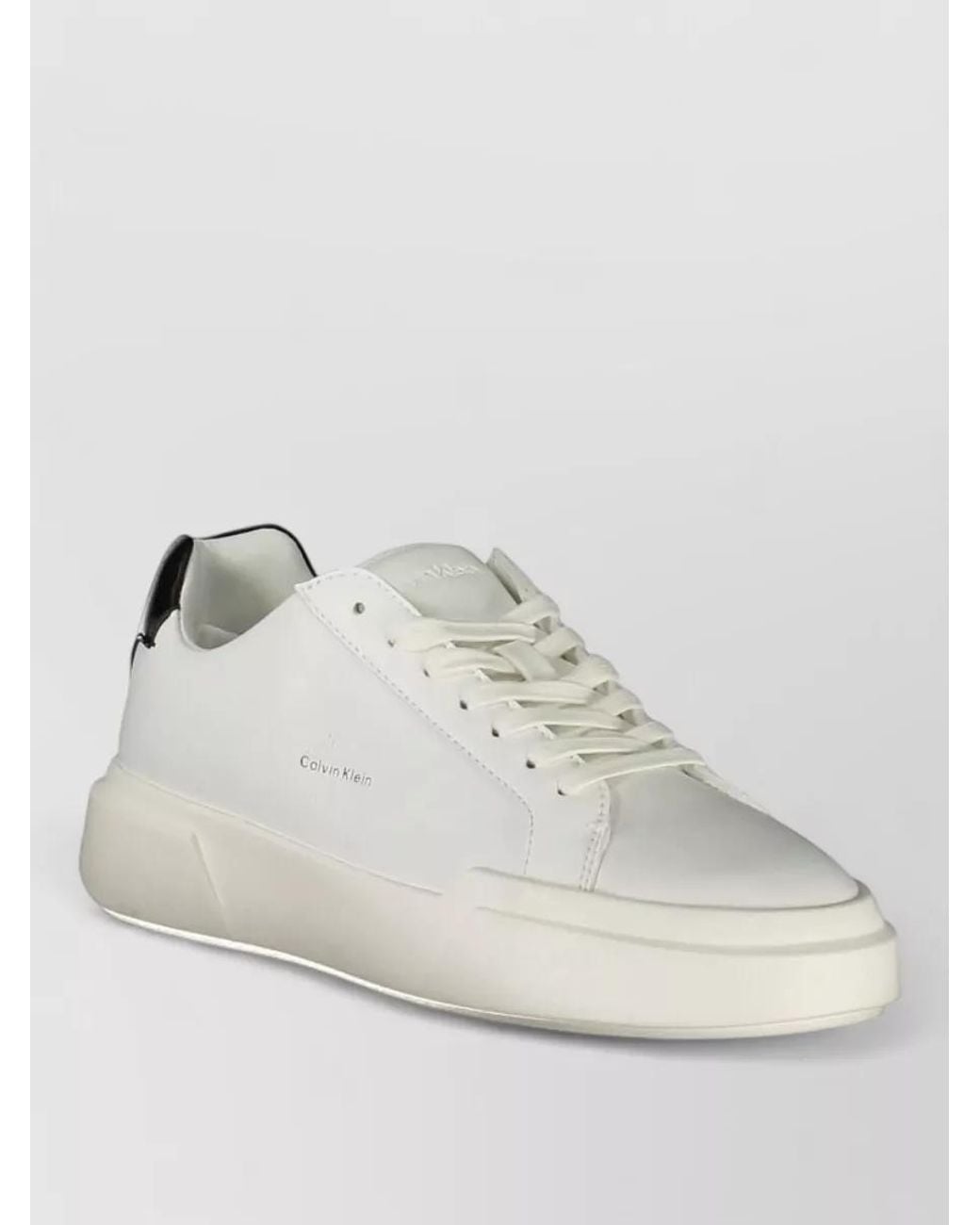 Calvin Klein White Leather Lace-Up Sneakers