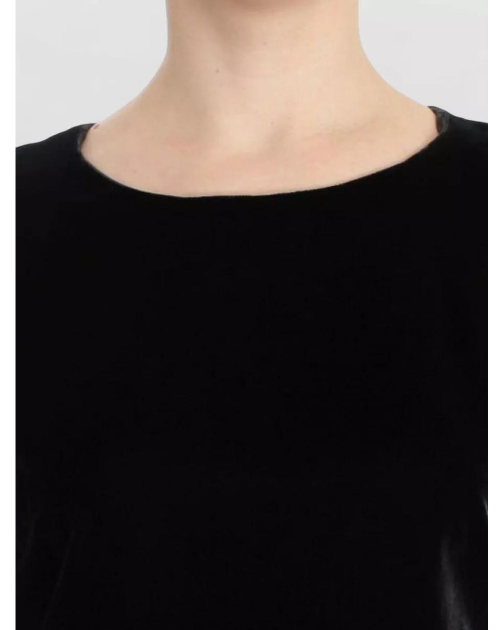 Dolce & Gabbana Black Velvet Short-Sleeve Round-Neck Blouse