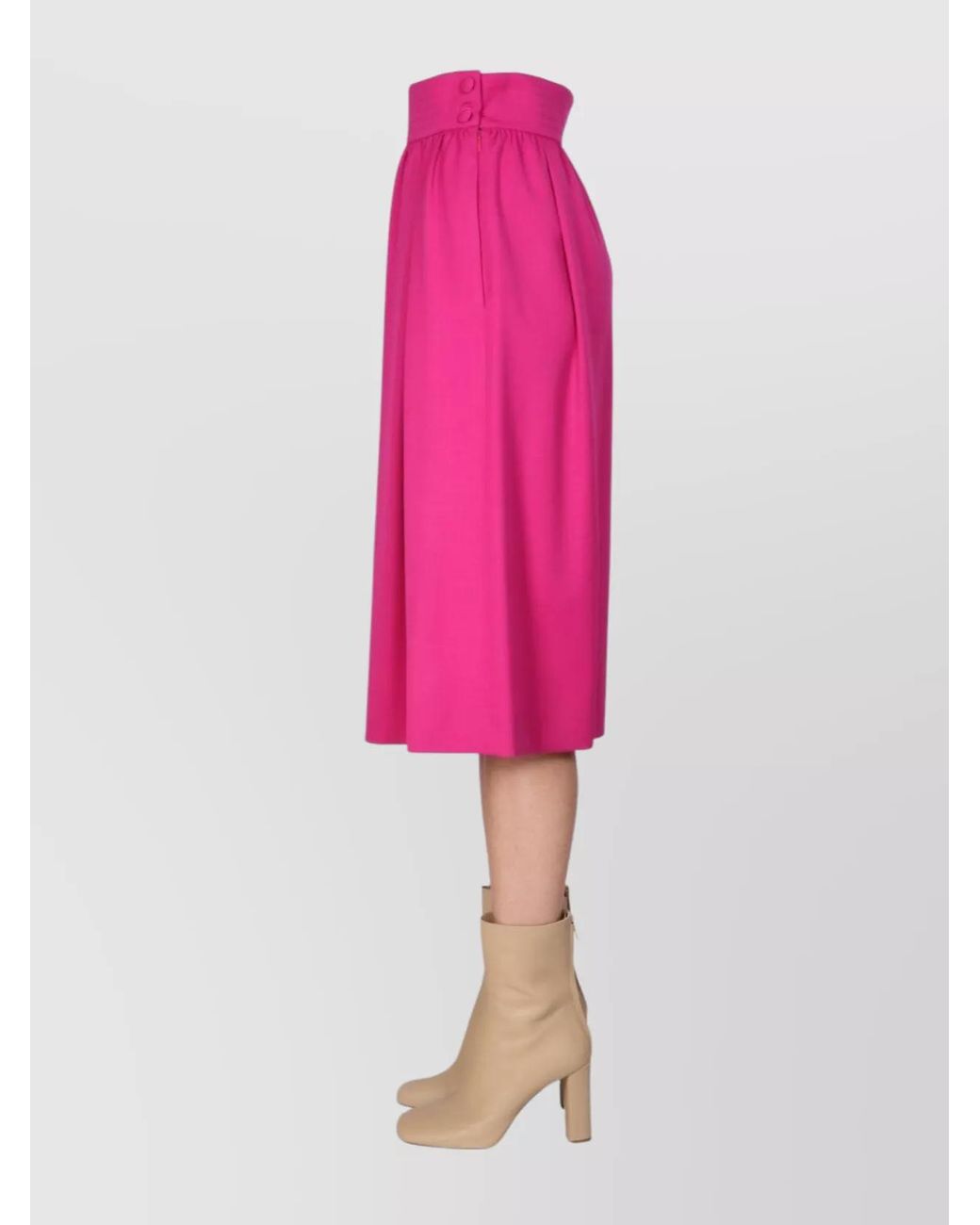 Moschino Pink Wool Flared Midi Skirt