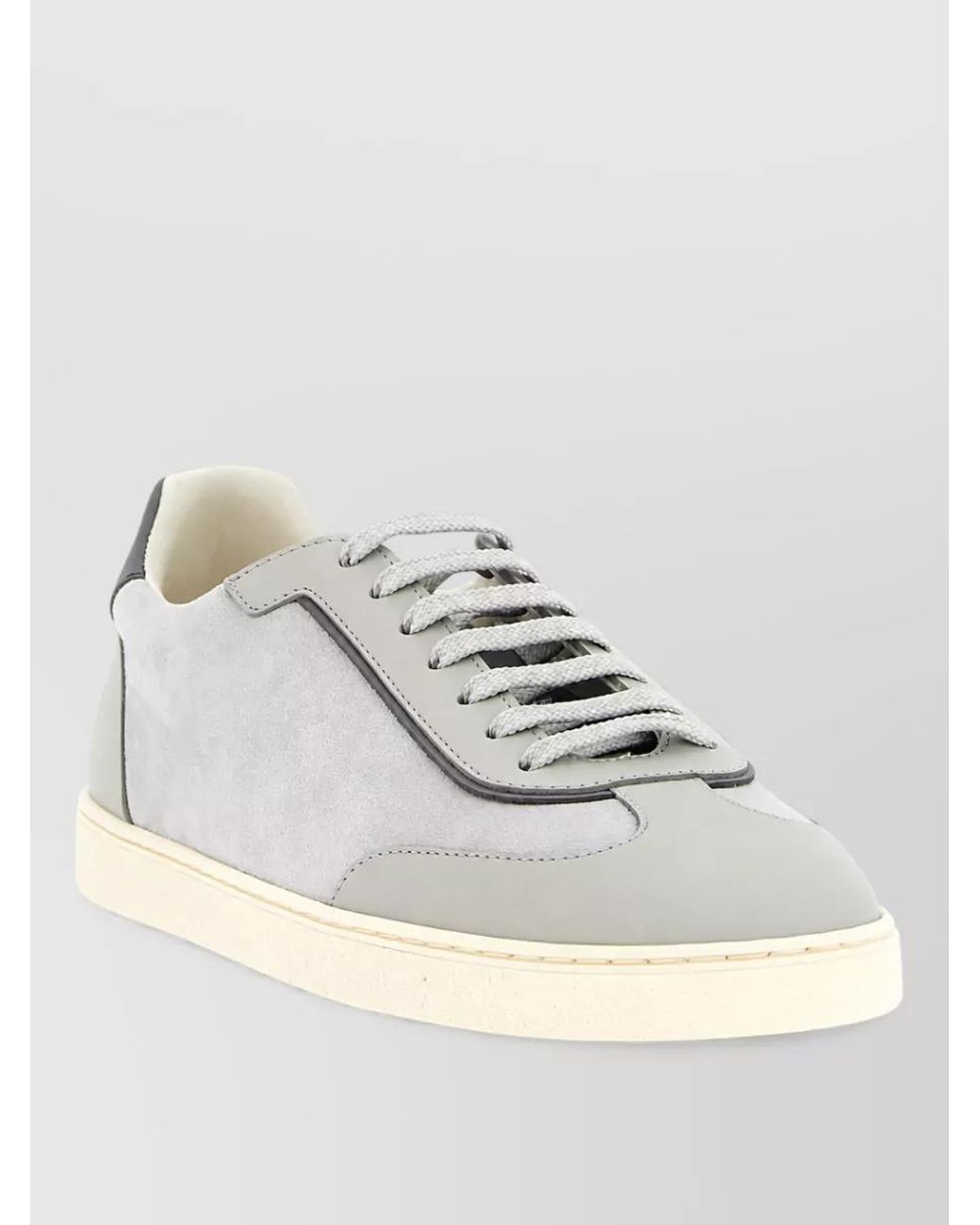 Brunello Cucinelli White Leather And Suede Sneakers for men